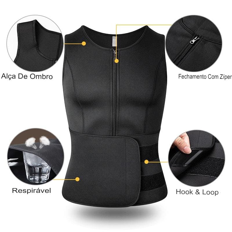 Cinta Modeladora Abdominal Masculina com Colete para Ginecomastia - prime simples